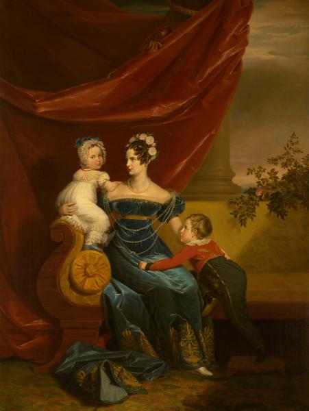 Portrait of Grand Duchess Alexandra Fedorovna with children – Grand Duke Alexander Nikolaevich and Grand Duchess Maria Nikolaevna