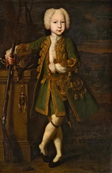 Portrait of a boy in a hunting suit