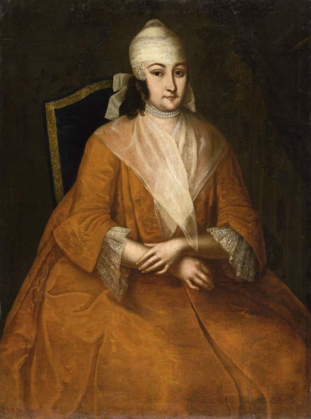 Portrait of Anna Leopoldovna in an orange dress