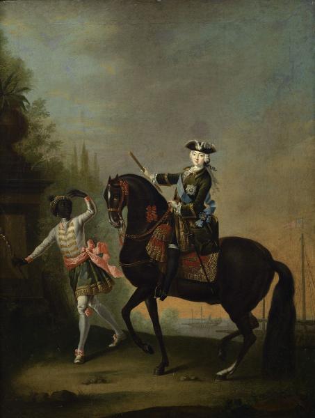 Horse portrait of Empress Elizabeth Petrovna with arap