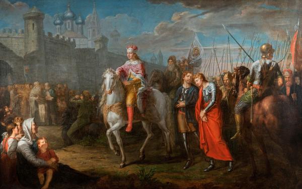 The solemn entry of Alexander Nevsky into the city of Pskov after the victory he had won over the Germans